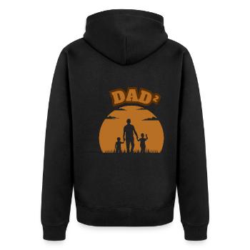 Dad² 2 Sons Brown - Unisex Premium Bio Zip Hoodie - Schwarz - Hinten - Nico (187cm)