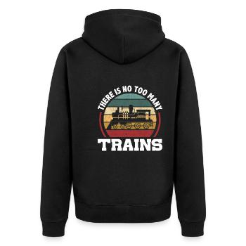 there is no too many trains Design for a - Unisex Premium Bio Zip Hoodie - Schwarz - Hinten - Nico (187cm)