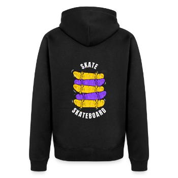 Skateboard Design - Unisex Premium Bio Zip Hoodie - Schwarz - Hinten - Nico (187cm)