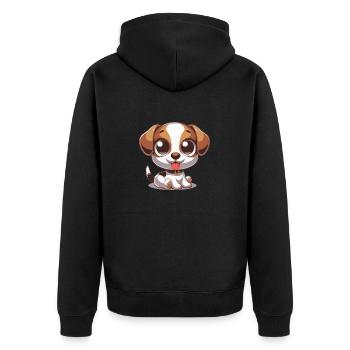 Baby Hund - Unisex Premium Bio Zip Hoodie - Schwarz - Hinten - Nico (187cm)
