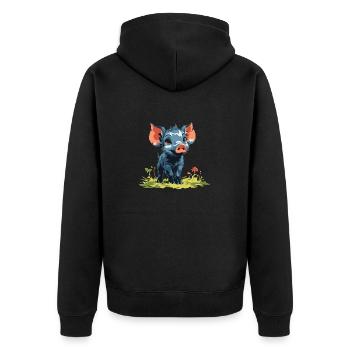 Bébé cochon - Veste à capuche bio Premium Unisexe - noir - Dos - Nico (187cm)