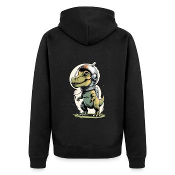 Dino rencontre le futur Funny astronaut design n— - Veste à capuche bio Premium Unisexe - noir - Dos - Nico (187cm)