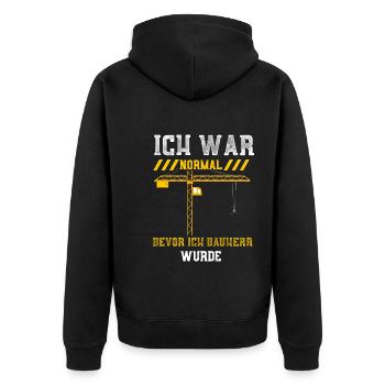 Ich War Normal Bevor Ich Bauherr... - Unisex Premium Bio Zip Hoodie - Schwarz - Hinten - Nico (187cm)