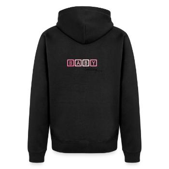 Baby loading… Aufdruck - Unisex Premium Bio Zip Hoodie - Schwarz - Hinten - Nico (187cm)