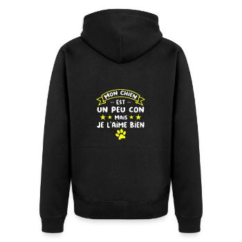 Mon Chien est un peu con mais je l'aime bien - Veste à capuche bio Premium Unisexe - noir - Dos - Nico (187cm)