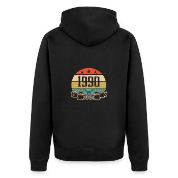 1990 Vintage Geburtstag Retro Classic - Unisex Premium Bio Zip Hoodie - Schwarz - Hinten - Nico (187cm)