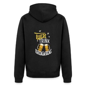 Bier Trink Brigade Biertrinker Männerabend - Unisex Premium Bio Zip Hoodie - Schwarz - Hinten - Nico (187cm)