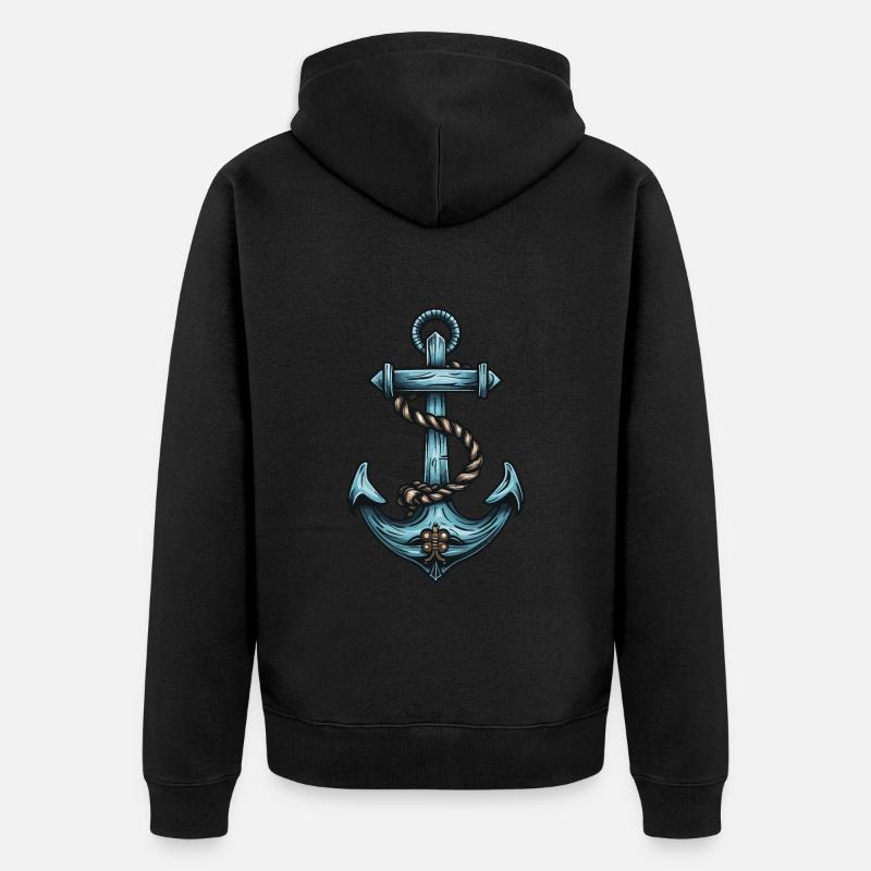 Anker Hafen - Unisex Premium Bio Zip Hoodie - Schwarz