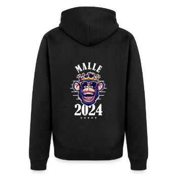 Malle 2024 Party Affe Mallorca - Unisex Premium Bio Zip Hoodie - Schwarz - Hinten - Nico (187cm)