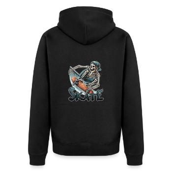 Skate Skater Skateboard Roller Skating Skelett - Unisex Premium Bio Zip Hoodie - Schwarz - Hinten - Nico (187cm)