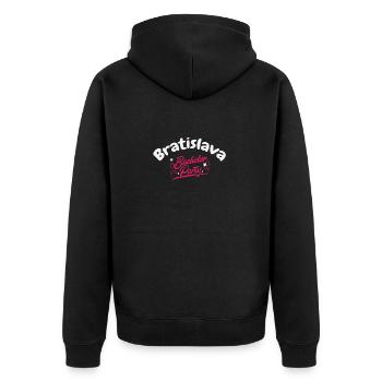 Bachelor Party Shirt Bratislava Pre Wedding - Unisex Premium Organic Zip Hoodie - black - Back - Nico (187cm)