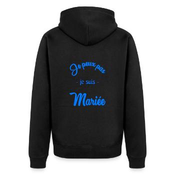 HOCHZEIT. HERZ. PAAR. ICH HABE GERADE GEHEIRATET. Junggesellinnenabschied - Unisex Premium Bio Zip Hoodie - Schwarz - Hinten - Nico (187cm)