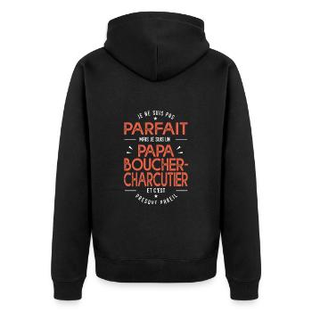 je suis un papa boucher charcutier cadeau humour - Veste à capuche bio Premium Unisexe - noir - Dos - Nico (187cm)