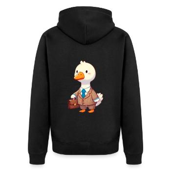 Serious Goose en costume avec mallette - Veste à capuche bio Premium Unisexe - noir - Dos - Nico (187cm)