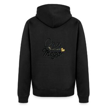 Opa, du bist mega - Unisex Premium Bio Zip Hoodie - Schwarz - Hinten - Nico (187cm)