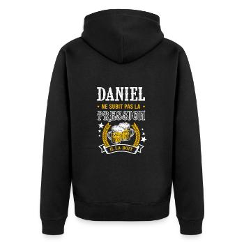 Daniel bière daniel cadeau Daniel fêtes - Veste à capuche bio Premium Unisexe - noir - Dos - Nico (187cm)