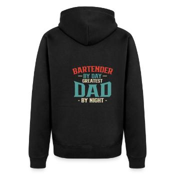 Bartender By Day Greatest Dad By Night - Unisex Premium Organic Zip Hoodie - black - Back - Nico (187cm)