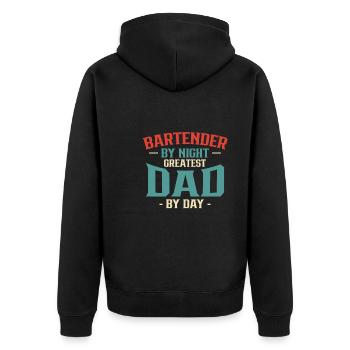 Barman By Night Greatest Dad By Day Shirt - Veste à capuche bio Premium Unisexe - noir - Dos - Nico (187cm)