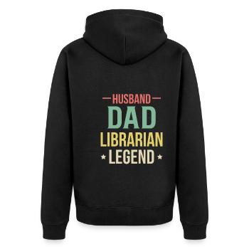 Mari Papa Bibliothécaire Chemise Légende - Veste à capuche bio Premium Unisexe - noir - Dos - Nico (187cm)
