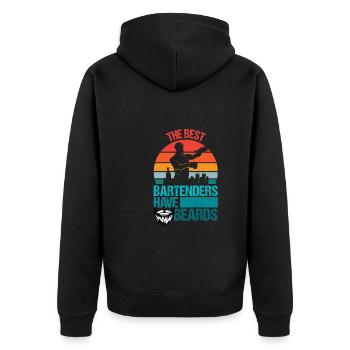 The Best Bartenders Have Beards Shirt Geschenk - Unisex Premium Bio Zip Hoodie - Schwarz - Hinten - Nico (187cm)