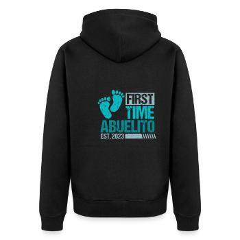 First Time Abuelito 2023 Shirt Geschenk Großvater - Unisex Premium Bio Zip Hoodie - Schwarz - Hinten - Nico (187cm)