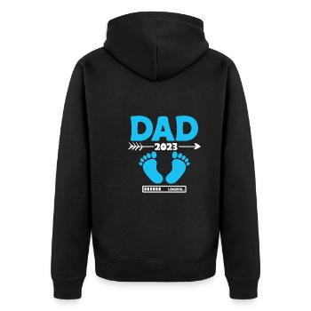 Dad 2023 Shirt Geschenk Loading - Unisex Premium Bio Zip Hoodie - Schwarz - Hinten - Nico (187cm)