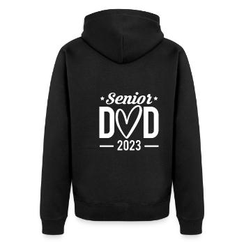 Senior Dad 2023 Shirt Geschenk - Unisex Premium Bio Zip Hoodie - Schwarz - Hinten - Nico (187cm)