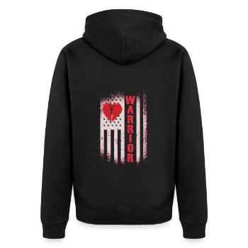 Operation am offenen Herzen Krieger Kämpfer - Unisex Premium Bio Zip Hoodie - Schwarz - Hinten - Nico (187cm)