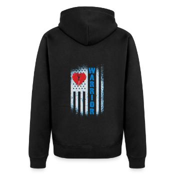 Operation am offenen Herzen Krieger Warrior - Unisex Premium Bio Zip Hoodie - Schwarz - Hinten - Nico (187cm)