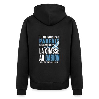 Chasseur chasse au gabion cadeau cool chasse - Veste à capuche bio Premium Unisexe - noir - Dos - Nico (187cm)