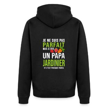 papa jardinier pas parfait papa jardinier jardin - Veste à capuche bio Premium Unisexe - noir - Dos - Nico (187cm)