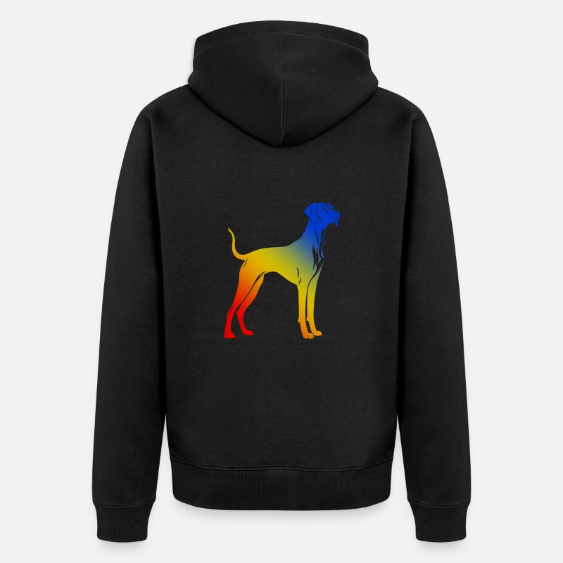 Great Dane Hund Bunt - Unisex Premium Bio Zip Hoodie - Schwarz