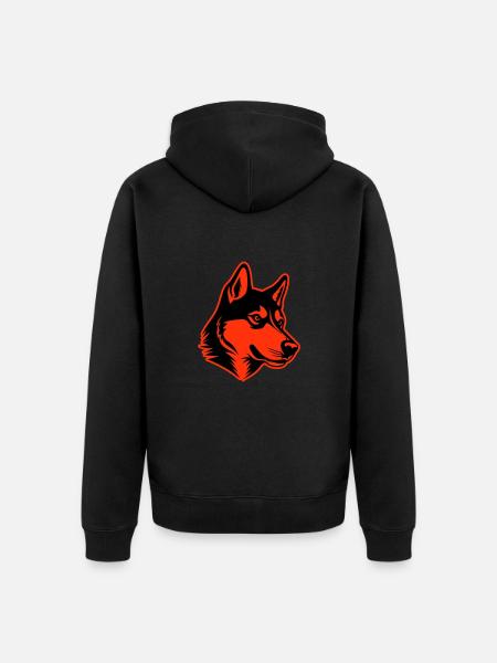 Husky Dog Head - Unisex Premium Organic Zip Hoodie - black