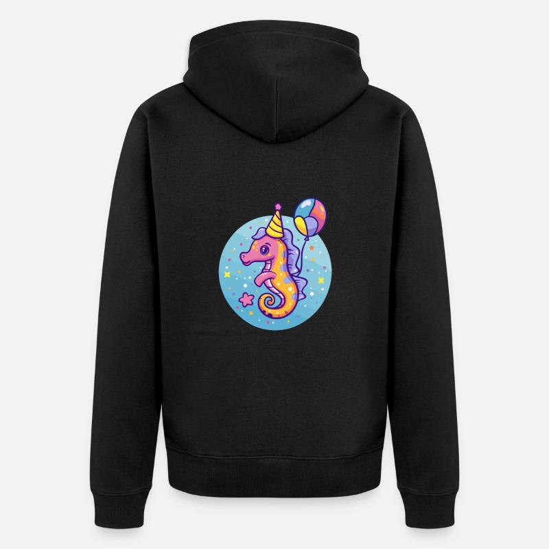 Hippocampe Anniversaire Bébé - Veste à capuche bio Premium Unisexe - noir