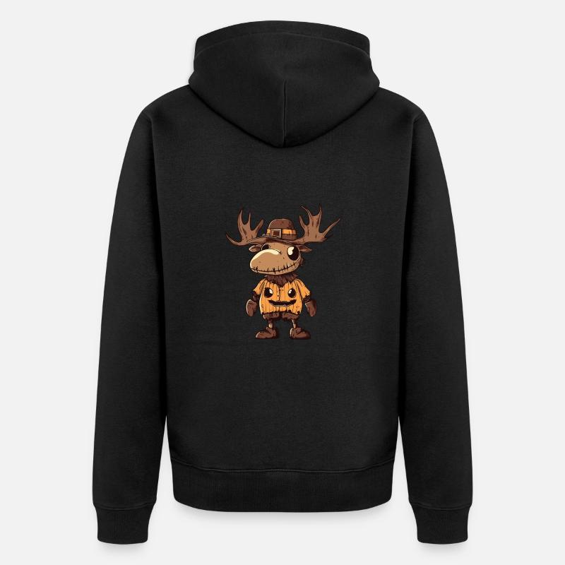 Elch Halloween Comic Lustig - Unisex Premium Bio Zip Hoodie - Schwarz