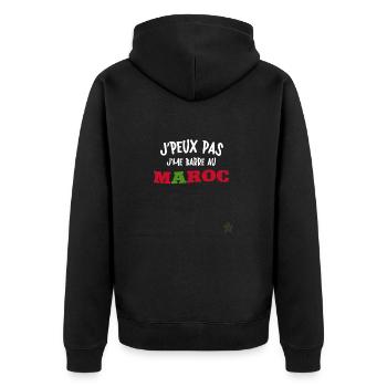 I Can't I'm Leaving in Morocco Humor - Unisex Premium Bio Zip Hoodie - Schwarz - Hinten - Nico (187cm)