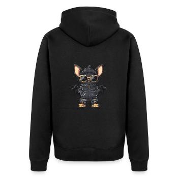 Fledermaus Cool Comic - Unisex Premium Bio Zip Hoodie - Schwarz - Hinten - Nico (187cm)