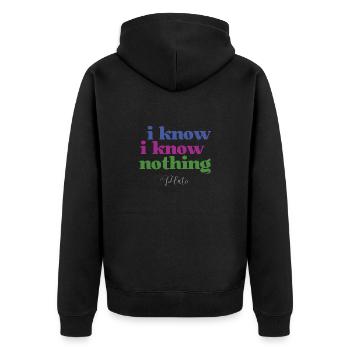 Philosophica Sayings Motif Plato - Funny Saying - Unisex Premium Organic Zip Hoodie - black - Back - Nico (187cm)