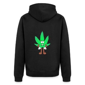 Der Bloom - Weed Cannabis Stoned Hanf Marihuana - Unisex Premium Bio Zip Hoodie - Schwarz - Hinten - Nico (187cm)