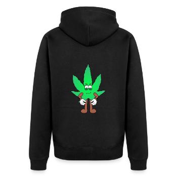 Der Bloom - Weed Cannabis Stoned Hanf Marihuana - Unisex Premium Bio Zip Hoodie - Schwarz - Hinten - Nico (187cm)