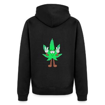 Der Bloom - Weed Cannabis Stoned Hanf Marihuana - Unisex Premium Bio Zip Hoodie - Schwarz - Hinten - Nico (187cm)