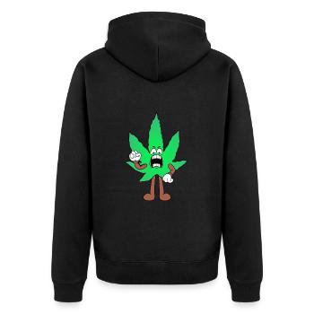Der Bloom - Weed Cannabis Stoned Hanf Marihuana - Unisex Premium Bio Zip Hoodie - Schwarz - Hinten - Nico (187cm)
