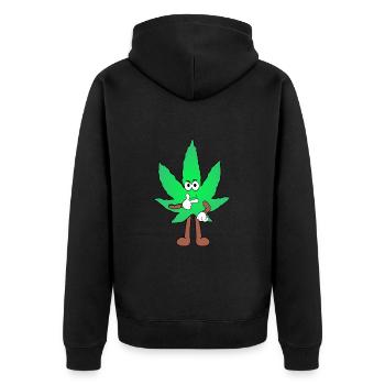 Der Bloom - Weed Cannabis Stoned Hanf Marihuana - Unisex Premium Bio Zip Hoodie - Schwarz - Hinten - Nico (187cm)