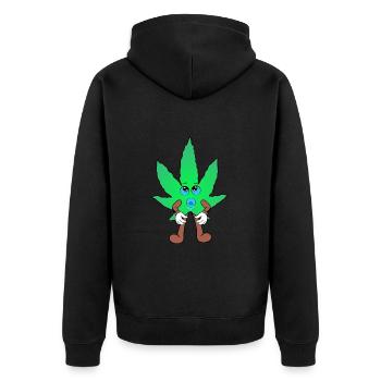 Der Bloom - Baby Bloom Weed Cannabis Marihuana - Unisex Premium Bio Zip Hoodie - Schwarz - Hinten - Nico (187cm)