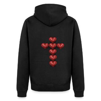 Kreuz Jesus Kreuze Messias Kruzifix Papst - Unisex Premium Bio Zip Hoodie - Schwarz - Hinten - Nico (187cm)
