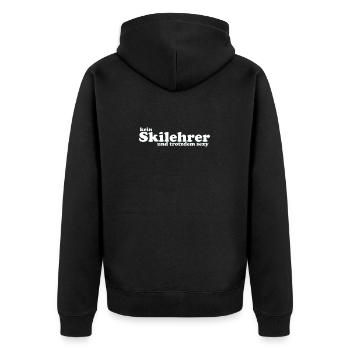 kein Skilehrer und trotzdem sexy - Unisex Premium Bio Zip Hoodie - Schwarz - Hinten - Nico (187cm)