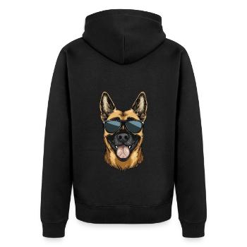 Malinois Belgian Shepherd with Sunglasses - Unisex Premium Organic Zip Hoodie - black - Back - Nico (187cm)