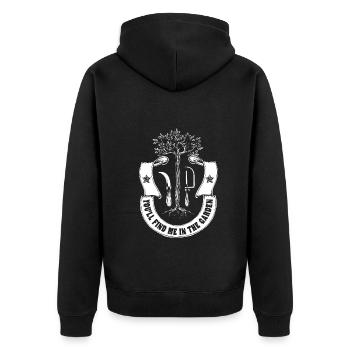 Gärtner - Unisex Premium Bio Zip Hoodie - Schwarz - Hinten - Nico (187cm)