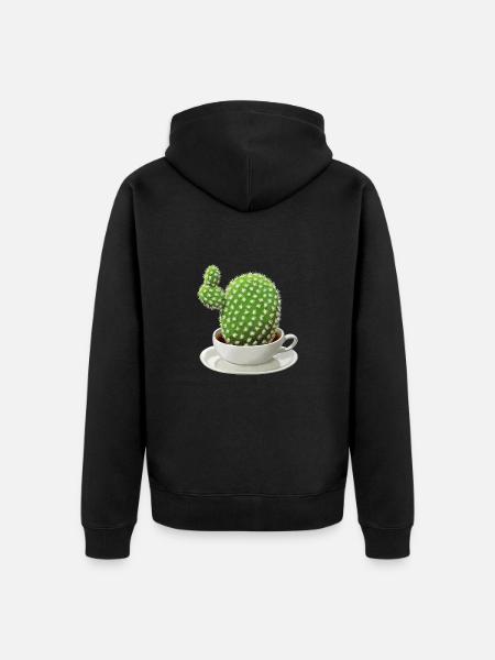 Coffee Cactus - Unisex Premium Organic Zip Hoodie - black