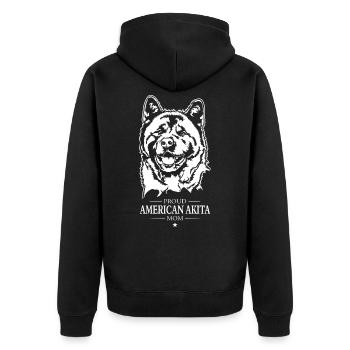 American Akita Mom Hunde Hund Akita Inu Wilsigns - Unisex Premium Bio Zip Hoodie - Schwarz - Hinten - Nico (187cm)